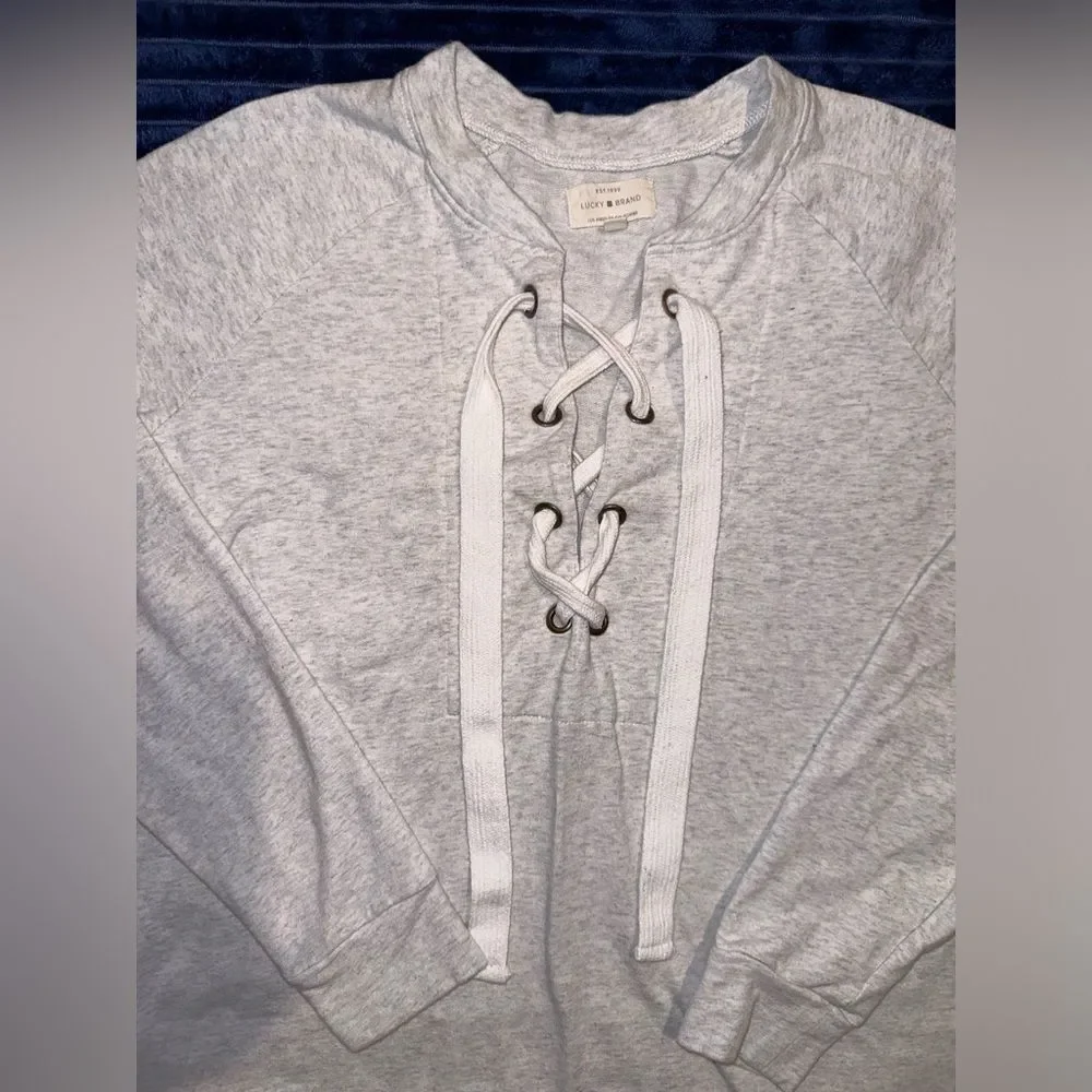 Lucky brand lace up Sweatshirt grey size small woman’s juniors